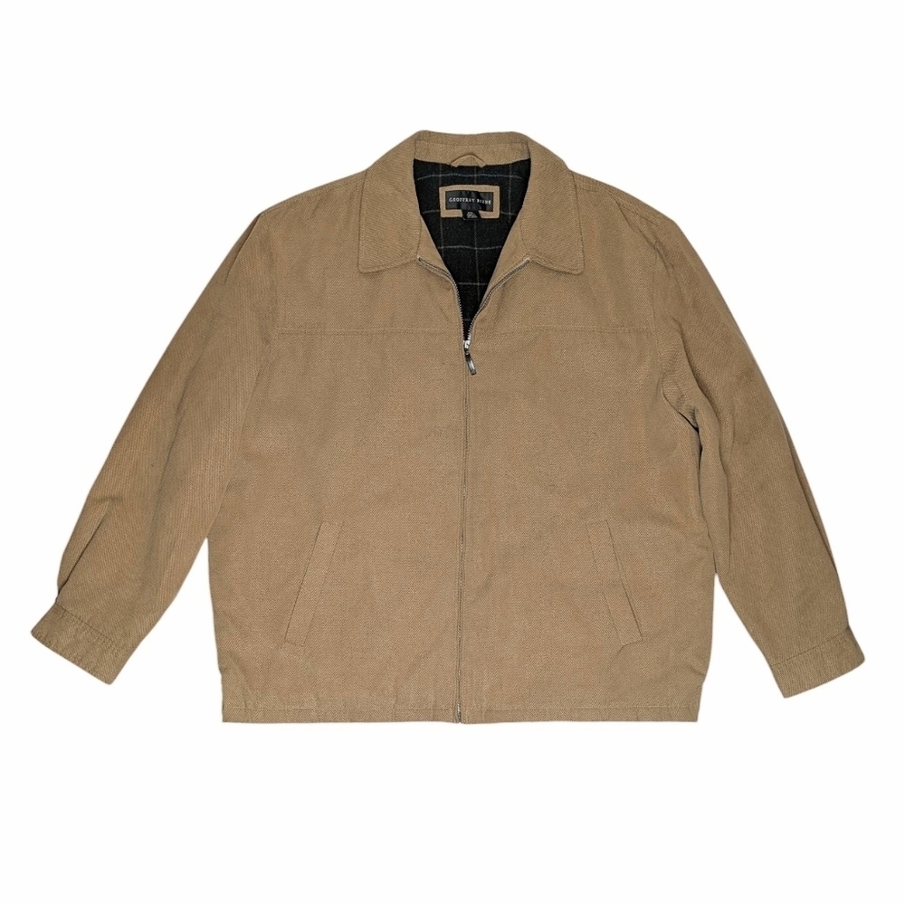 Geoffrey Beene Vintage Bomber Jacket Tan Light Quilted Men's XXL